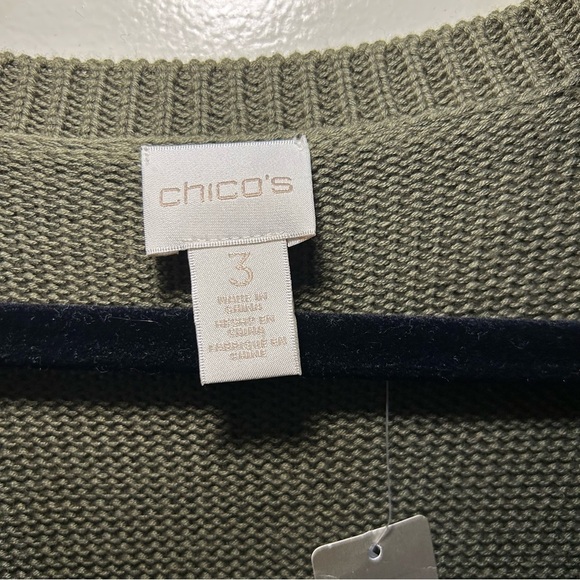 NWT Chico’s Green Knit Lace Up Long Sleeve Sweater Size XL - Picture 6 of 10
